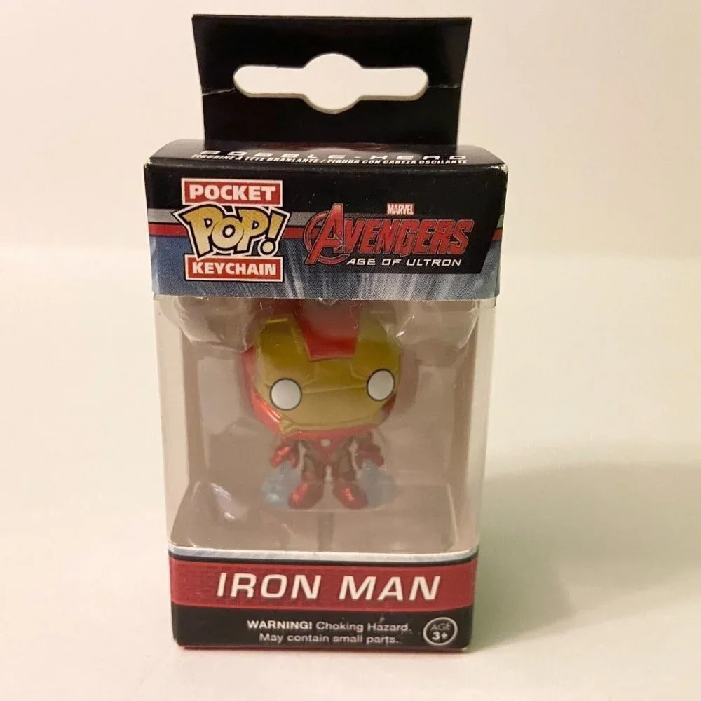 Pocket Pop Iron Man Keychain Mini Marvel Avengers Iron Man Bobble Head Funko